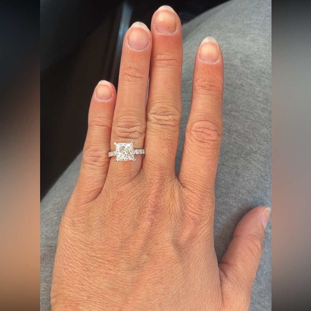3 Carat Princess Cut Moissanite Engagement Ring